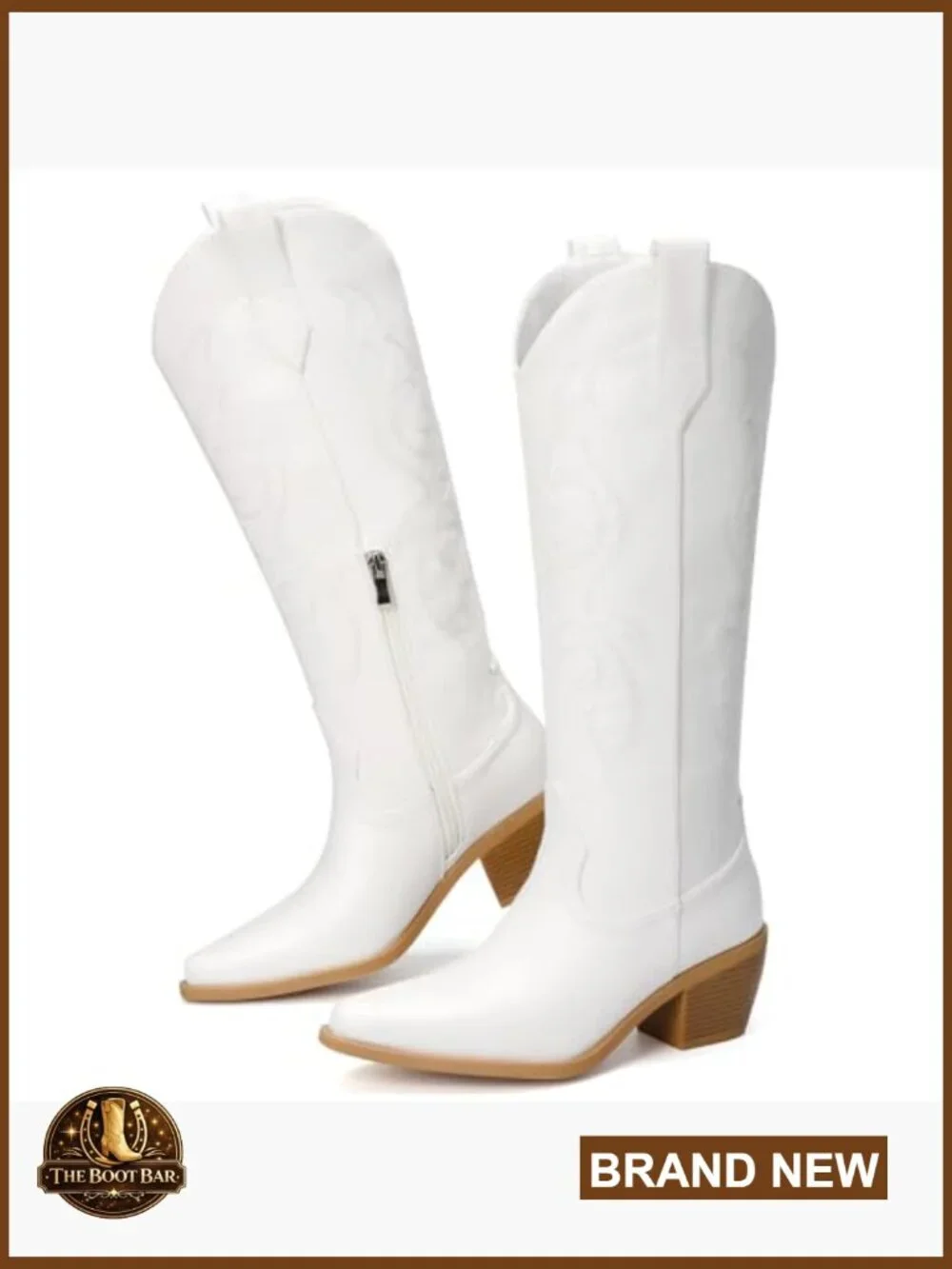 Wide Calf Cowboy Boots with Rhinestones - Knee High Western Pull On Boots
